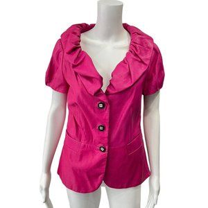 NWT! $2550 Escada Pink Leather Short Sleeve Evening Jacket Sz 6